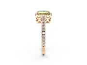 Accent Halo Engagement Ring Setting for Fancy Yellow Princess Cut Center with Full-Length Pave Band and Prong Head in Rose Gold