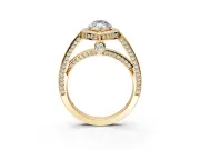 Halo Engagement Ring Setting for Marquise Center with Framed Halo, Pave Band and Prong Head in Yellow Gold