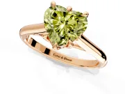 Solitaire Engagement Ring Setting for Fancy Yellow Heart-Shaped Center with Cathedral Band and Prong Head in Rose Gold