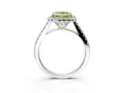 Halo Engagement Ring Setting for Fancy Yellow Princess Cut Center with Raised Halo, Pave Band and Prong Head in White Gold
