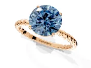 Solitaire Engagement Ring Setting for Fancy Blue Round Cut Center with Plain Twisted Rope Band and Prong Head in Rose Gold