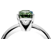 Solitaire Engagement Ring Setting for Fancy Green Emerald Cut Center with Wire Band and Prong Head in White Gold