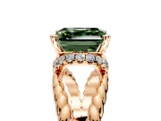 Halo Engagement Ring Setting for Fancy Green Asscher Cut Center with Rope Twist Split Shank and Prong Head in Rose Gold