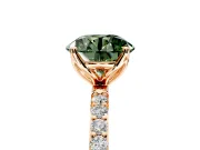 Solitaire Engagement Ring Setting for Fancy Green Round Cut Center with Fine Pave Accents and Prong Head in Rose Gold
