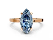 Solitaire Engagement Ring Setting for Fancy Blue Marquise Center with Tapered Shoulders and Prong Head in Rose Gold