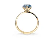 Solitaire Engagement Ring Setting for Fancy Blue Heart-Shaped Center with Pave Accents and Prong Head in Yellow Gold
