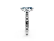 Solitaire Engagement Ring Setting for Fancy Blue Marquise Center with Milgrain X Pattern Band and Prong Head in Sterling Silver