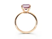 Minimalist Solitaire Engagement Ring Setting for Fancy Pink Asscher Cut Center with Thin Band and Prong Head in Rose Gold