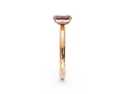 Low-Set Solitaire Engagement Ring Setting for Fancy Pink Emerald Cut Center with Thin Plain Band and Prong Head in Rose Gold