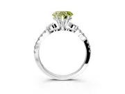 Leaf Motif Engagement Ring Setting for Fancy Yellow Heart-Shaped Center with Pave Band and Prong Head in Platinum