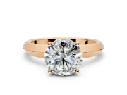 Solitaire Engagement Ring Setting for Round Cut Center with Wide Knife Ridge Band and Prong Head in Rose Gold