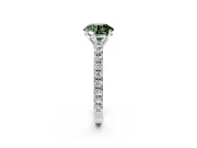 Solitaire Engagement Ring Setting for Fancy Green Round Cut Center with Large Accent Band and Prong Head in Sterling Silver