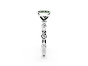 Solitaire Engagement Ring Setting for Fancy Green Radiant Cut Center with Beaded Bezel Station Band and Prong Head in Platinum
