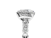 Solitaire Engagement Ring Setting for Radiant Cut Center with Bezel-Dot Beaded Band and Prong Head in Sterling Silver