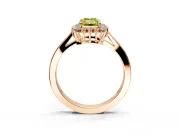 Starburst Halo Engagement Ring Setting for Fancy Yellow Emerald Cut Center with Flat Cathedral Band and Prong Head in Rose Gold