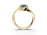 Bezel Engagement Ring Setting for Fancy Blue Round Cut Center with Wide Channel-Set Band and Bezel Head in Yellow Gold