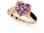 Solitaire Engagement Ring Setting for Fancy Pink Heart-Shaped Center with Tapered Split Shoulders and Prong Head in Rose Gold