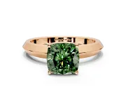 Solitaire Engagement Ring Setting for Fancy Green Cushion Cut Center with Wide Knife Ridge Band and Prong Head in Rose Gold
