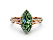 Solitaire Engagement Ring Setting for Fancy Green Marquise Center with Pave Rail Split Shank and Prong Head in Rose Gold