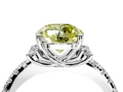 Paired Accent Engagement Ring Setting for Fancy Yellow Round Cut Center with Pave Band and Prong Head in Platinum