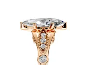 Solitaire Engagement Ring Setting for Marquise Center with Marquise and Bezel Accents and Prong Head in Rose Gold