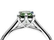 Solitaire Engagement Ring Setting for Fancy Green Emerald Cut Center with Cathedral Band and Prong Head in Sterling Silver