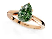 Solitaire Engagement Ring Setting for Fancy Green Pear-Shaped Center with Open Cathedral Shoulders and Prong Head in Rose Gold