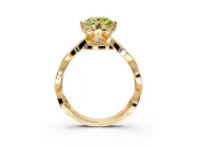 Solitaire Engagement Ring Setting for Fancy Yellow Round Cut Center with Accented Twist Band and Leaf Prong Head in Yellow Gold