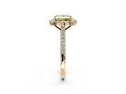 Halo Engagement Ring Setting for Fancy Yellow Princess Cut Center with Single-Row Pave, Open Basket and Prong Head in Yellow Gold