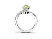 Solitaire Engagement Ring Setting for Fancy Yellow Marquise Center with Pave Bypass Swirl Band and Prong Head in Sterling Silver