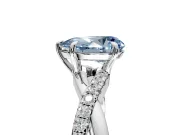 Crossover Engagement Ring Setting for Fancy Blue Pear-Shaped Center with Pave and Plain Strands and Prong Head in Sterling Silver