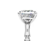 Solitaire Engagement Ring Setting for Princess Cut Center with Bamboo Band and Prong Head in Platinum