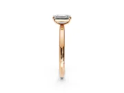 Low-Set Solitaire Engagement Ring Setting for Emerald Cut Center with Thin Plain Band and Prong Head in Rose Gold