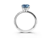 Solitaire Engagement Ring Setting for Fancy Blue Heart-Shaped Center with Milgrain X Pattern Band and Prong Head in Sterling Silver