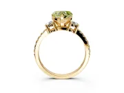 3 Stone Engagement Ring Setting for Fancy Yellow Heart-Shaped Center with Round Cut Side Accents and Prong Head in Yellow Gold