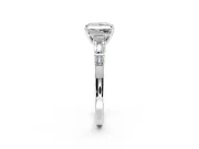 Bar-Set Engagement Ring Setting for Princess Cut Center with Tapered Baguette Accents and Prong Head in Platinum