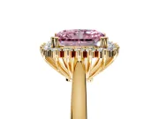 Starburst Halo Engagement Ring Setting for Fancy Pink Radiant Cut Center with Thin Round-Wire Band and Prong Head in Yellow Gold