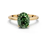 Solitaire Engagement Ring Setting for Fancy Green Oval Center with Knife Ridge Band and Claw Prong Head in Yellow Gold