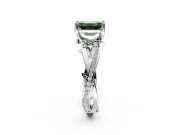 Solitaire Engagement Ring Setting for Fancy Green Emerald Cut Center with Pave and Plain Crossover Band and Prong Head in Platinum