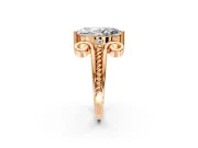 Solitaire Engagement Ring Setting for Marquise Center with Twisted Band and Scroll Prong Head in Rose Gold