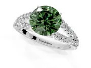 Solitaire Engagement Ring Setting for Fancy Green Round Cut Center with Pave Split Shank and Prong Head in Platinum