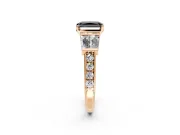 Channel-Set Engagement Ring Setting for Fancy Black Radiant Cut Center with Baguette Band and Prong Head in Rose Gold