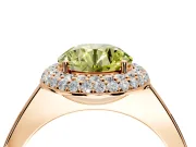 Halo Engagement Ring Setting for Fancy Yellow Round Cut Center with Plain Tapered Band and Prong Head in Rose Gold
