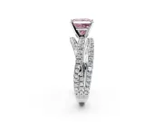 Solitaire Engagement Ring Setting for Fancy Pink Princess Cut Center with Woven 3-Strand Pave Band and Prong Head in Platinum