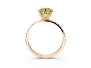 Solitaire Engagement Ring Setting for Fancy Yellow Round Cut Center with Fine Pave Accents and Prong Head in Rose Gold