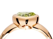 Solitaire Engagement Ring Setting for Fancy Yellow Heart-Shaped Center with Wide Band and Bezel Head in Rose Gold