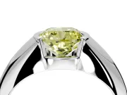 Tension Engagement Ring Setting for Fancy Yellow Cushion Cut Center with Wide Tapered Band and Tension Head in Sterling Silver