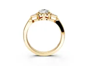 Cluster Engagement Ring Setting for Pear-Shaped Center with Milgrain Shoulder Clusters and Prong Head in Yellow Gold