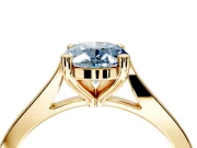 Solitaire Engagement Ring Setting for Fancy Blue Oval Center with Tapered Shoulders and Prong Head in Yellow Gold