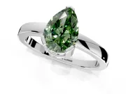 Solitaire Engagement Ring Setting for Fancy Green Pear-Shaped Center with Plain Band and Flat Tab Prong Head in Sterling Silver